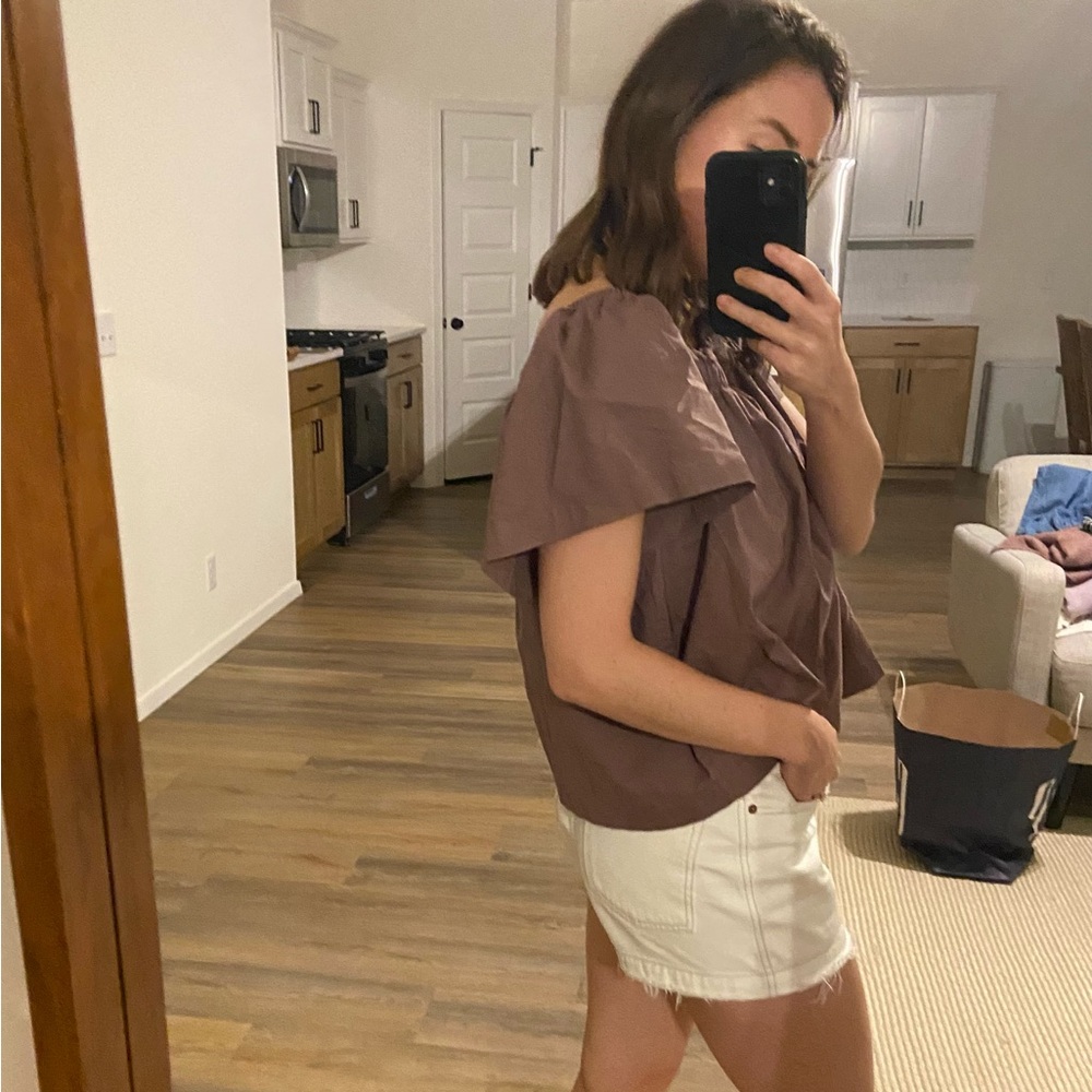 Gap Flutter Sleeve Top / Open Neck In Deep Purple - image 4